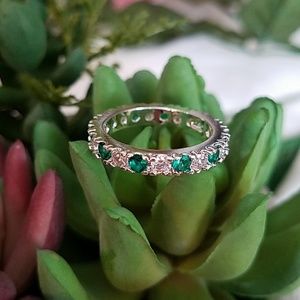 SILVER EMERALD ETERNITY BAND